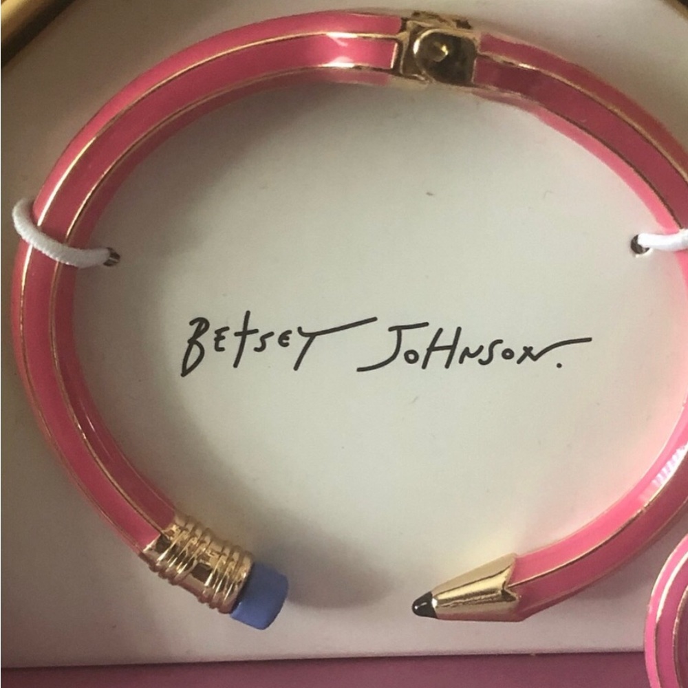 Betsey Johnson Pink Pencil Bangle Bracelet - Picture 2 of 3